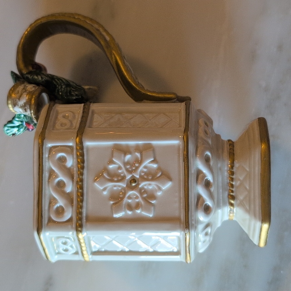 Fitz and Floyd Elegant White and Gold Mug with Floral Accent